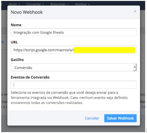 Integrando RD Station com Planilhas do Google - Passo 3.2